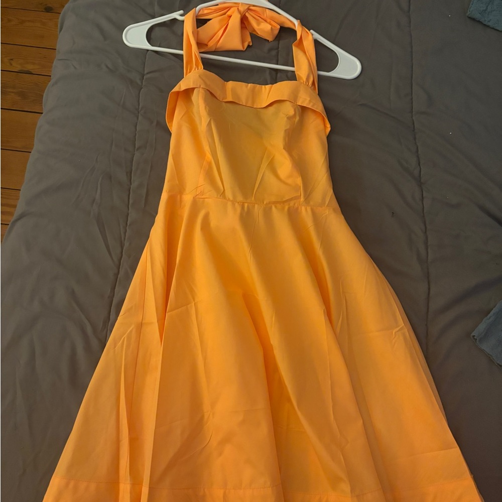 Orange Halter Mini Dress